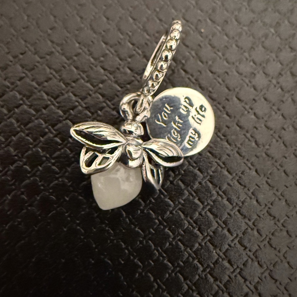 Pandora Silver And White Bee Necklace Charm View 3